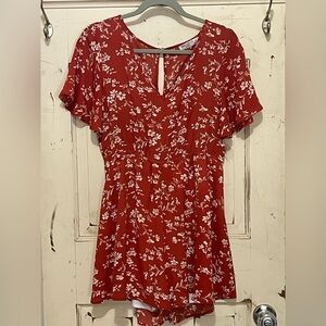 Floral Rust Colored Jumpsuit Size M
